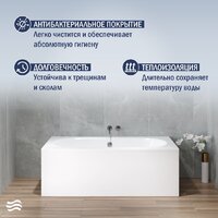 Ванна Lauter Ava 150 21208050 (с ножками и серым подголовником) - Превью изображения №6 — Интернет-магазин Time-Shop