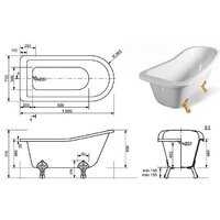 Ванна Эстет Царская 150x73 ФР-00001653 - Превью изображения №6 — Интернет-магазин Time-Shop
