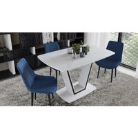 Кухонный стол Трия Дели тип 1 (белый глянец/стекло матовое белый мрамор) - Превью изображения №3 — Интернет-магазин Time-Shop