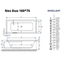Ванна Excellent Ness Duo 160x75 (без ножек) - Превью изображения №2 — Интернет-магазин Time-Shop