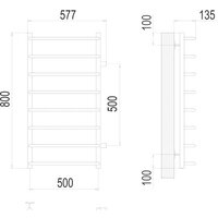 Полотенцесушитель TERMINUS Стандарт П8 500x800 бп 500 (хром) - Превью изображения №3 — Интернет-магазин Time-Shop