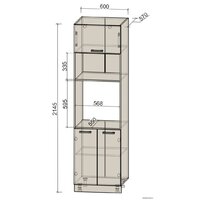 Шкаф-пенал Интерлиния Компо ПШД-№18-2145 (дуб золотой/дуб золотой) - Превью изображения №2 — Интернет-магазин Time-Shop