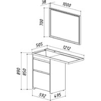  Belux Тумба под умывальник Ока Н 60-02 (31 бетон Чикаго светло-серый) - Превью изображения №4 — Интернет-магазин Time-Shop