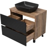  Brevita Тумба под умывальник Dakota 80 DAK-07080-19/02-2Я (черный/темное дерево) - Превью изображения №4 — Интернет-магазин Time-Shop
