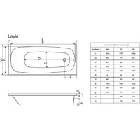 Ванна Excellent Layla 170x75 (с ножками) - Превью изображения №4 — Интернет-магазин Time-Shop