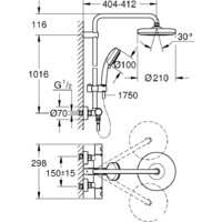 Душевая система  Grohe Tempesta Cosmopolitan System 210 27922001 - Превью изображения №7 — Интернет-магазин Time-Shop