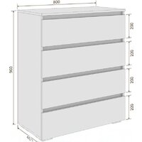 Комод Кортекс-мебель Бари 80 4ш (белый/белый/белый) - Превью изображения №5 — Интернет-магазин Time-Shop