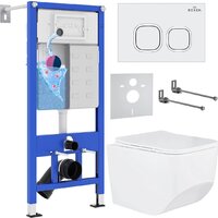 Roxen Boro в комплекте с инсталляцией StounFix Dual Fresh 6 в 1 540025 (кнопка: белый глянец)