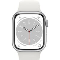 Умные часы Apple Watch Series 8 45 мм (алюминиевый корпус, серебристый/белый, спортивные силиконовые ремешки S/M + M/L) - Превью изображения №2 — Интернет-магазин Time-Shop