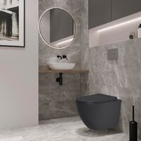 Унитаз подвесной Lauter Augsburg с жестким сиденьем Soft Close 21109EC (черный матовый, скрытое крепление) - Превью изображения №3 — Интернет-магазин Time-Shop