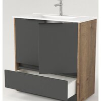  Дабер Тумба под умывальник 017 Тобага/Эридан 80 Т17.8Т.0.22Ч (дуб галифакс/серый/ручка черная) - Превью изображения №2 — Интернет-магазин Time-Shop