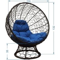 Кресло M-Group Кокос на подставке 11590109 (белый ротанг/серая подушка) - Превью изображения №15 — Интернет-магазин Time-Shop