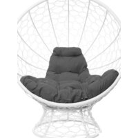 Кресло M-Group Кокос на подставке 11590109 (белый ротанг/серая подушка) - Превью изображения №2 — Интернет-магазин Time-Shop