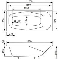 Ванна VagnerPlast Aronia 170х75 - Превью изображения №3 — Интернет-магазин Time-Shop