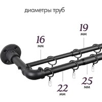 Карниз для штор UG Home Раздвижной 2-рядный 2КМ-367-Ч (черный, 1.5-3.67м) - Превью изображения №4 — Интернет-магазин Time-Shop