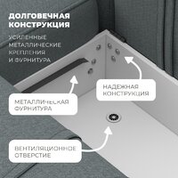 Угловой диван Лига диванов Лига-065 правый 129799 (рогожка амур 07 серый) - Превью изображения №12 — Интернет-магазин Time-Shop