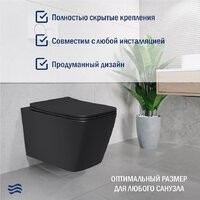 Унитаз подвесной Lauter Magdeburg с жестким сиденьем Soft Close 21103EC (черный матовый, скрытое крепление) - Превью изображения №2 — Интернет-магазин Time-Shop
