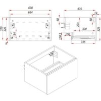  ЗОВ Тумба под умывальник Кито-2 70 2K70LA0MWMC-KP13W (аттик/белый матовый) - Превью изображения №9 — Интернет-магазин Time-Shop