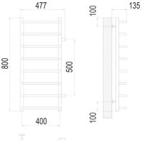 Полотенцесушитель TERMINUS Стандарт П8 400x800 бп 500 (хром) - Превью изображения №3 — Интернет-магазин Time-Shop