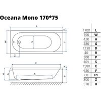 Ванна Excellent Oceana Mono 170x75 - Превью изображения №2 — Интернет-магазин Time-Shop