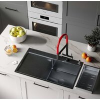 Кухонная мойка Roxen Vespa 560230-70RB PVD графит (с коландером и дозатором) - Превью изображения №2 — Интернет-магазин Time-Shop
