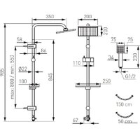 Душевая система  Ferro Squerto Lux NP24-BL (черный) - Превью изображения №2 — Интернет-магазин Time-Shop