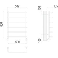 Полотенцесушитель TERMINUS Стандарт П6 500x600 нп (хром) - Превью изображения №3 — Интернет-магазин Time-Shop