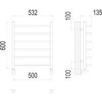 Полотенцесушитель TERMINUS Виктория П6 500x600 нп (хром) - Превью изображения №3 — Интернет-магазин Time-Shop