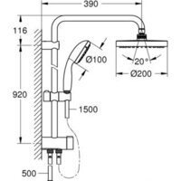 Душевая система  Grohe New Tempesta System 200 26452001 - Превью изображения №2 — Интернет-магазин Time-Shop