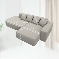 Угловой диван Лига диванов Лига-065 правый 129797 (рогожка Амур 02 бежевый) - Превью изображения №5 — Интернет-магазин Time-Shop