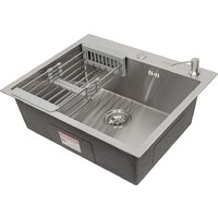 Кухонная мойка ARFEKA Eco AR 60x50 + Japeto + CL AR + DS AR (Satin, с дозатором и коландером) - Превью изображения №3 — Интернет-магазин Time-Shop
