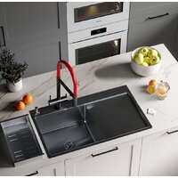 Кухонная мойка Roxen Vespa 560230-70LB PVD графит (с коландером и дозатором) - Превью изображения №2 — Интернет-магазин Time-Shop