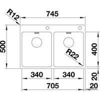 Кухонная мойка Blanco Andano 340/340-IF/A 525248 (с клапаном-автоматом, сатин) - Превью изображения №4 — Интернет-магазин Time-Shop