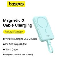 Внешний аккумулятор Baseus Magnetic Fast Charge Power Bank Type-C Edition 30W 10000mAh (мятный) - Превью изображения №12 — Интернет-магазин Time-Shop