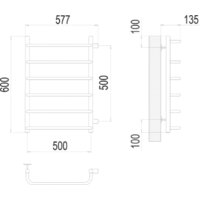 Полотенцесушитель TERMINUS Стандарт П6 500x600 бп (хром) - Превью изображения №3 — Интернет-магазин Time-Shop