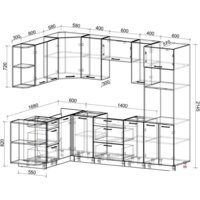 Готовая кухня Интерлиния Мила Лайт 1.68x2.6 левая без столешницы (белый платинум/бетон) - Превью изображения №2 — Интернет-магазин Time-Shop