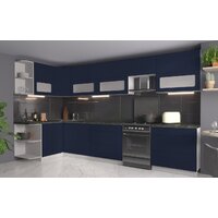Готовая кухня Интерлиния Мила Матте 1.5x3.6 Б левая (индиго/индиго глянец/кастилло темный) - Превью изображения №2 — Интернет-магазин Time-Shop