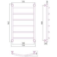 Полотенцесушитель Сунержа Галант+ 800х500 032-0200-8050 - Превью изображения №3 — Интернет-магазин Time-Shop