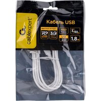 Кабель Cablexpert CC-USB2-CMCM-60-1.8M-W USB Type-C - USB Type-C (1.8 м, белый) - Превью изображения №3 — Интернет-магазин Time-Shop