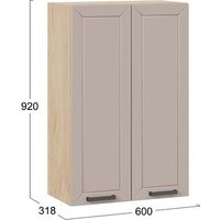 Шкаф навесной Трия Лорас 1ВВ6 с двумя дверями (дуб крафт золотой/холст латте) - Превью изображения №3 — Интернет-магазин Time-Shop