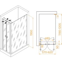 Душевой уголок RGW PA-144 (PA-104+Z-050-2+O-104) 060814462-011 60x120 (хром/прозрачное стекло) - Превью изображения №2 — Интернет-магазин Time-Shop
