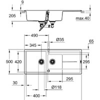 Кухонная мойка Grohe K400 80-C 116/50 1.5 31643AP0 (черный гранит) - Превью изображения №2 — Интернет-магазин Time-Shop