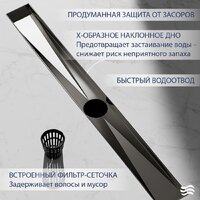 Трап/канал Lauter 2120865-С1GM 600x100 (оружейная сталь) - Превью изображения №3 — Интернет-магазин Time-Shop