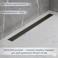 Трап/канал Lauter 2120865-С1GM 600x100 (оружейная сталь) - Превью изображения №2 — Интернет-магазин Time-Shop