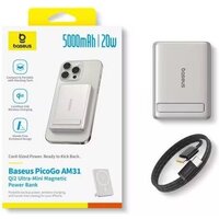 Внешний аккумулятор Baseus PicoGo AM31 Mini Magnetic Power Bank with Stand 20W 5000mAh (титановый) - Превью изображения №8 — Интернет-магазин Time-Shop