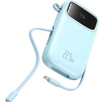 Baseus Qpow2 Dual-Cable Digital Display Fast Charge Power Bank 22.5W 10000mAh (голубой)