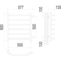 Полотенцесушитель TERMINUS Виктория П6 500x600 бп (хром) - Превью изображения №3 — Интернет-магазин Time-Shop