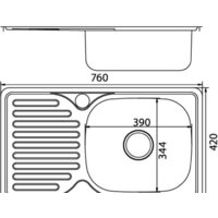 Кухонная мойка Mixline 535615 (правая, полированная, 0.8 мм) - Превью изображения №2 — Интернет-магазин Time-Shop