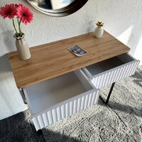 Консольный стол Shtabe Royal 5011 эко (белый/дуб кантри золотой/черный) - Превью изображения №7 — Интернет-магазин Time-Shop