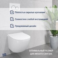 Унитаз подвесной Lauter Sulzdorf + GROHE Rapid SL 38772001 + панель GROHE 37131000 (белый с микролифтом) - Превью изображения №6 — Интернет-магазин Time-Shop